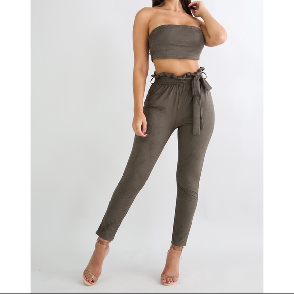Tops - ONE LEFT Tania Suede High Waisted Pant Set